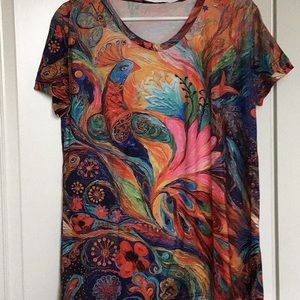 Brightly Colored Peacock Shirt - Size S